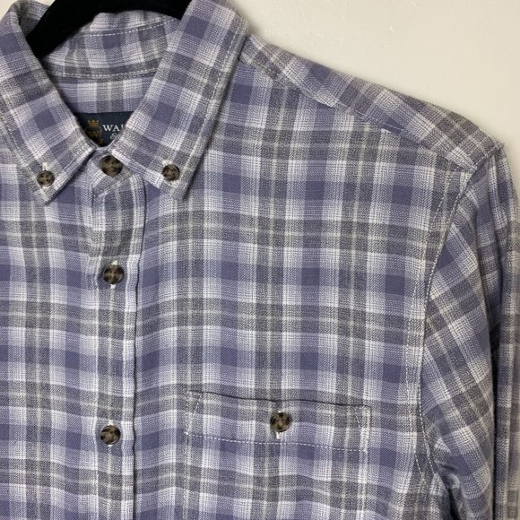 Wallin & Bros Grey plaid long sleeve button up shirt small - Picture 3 of 6